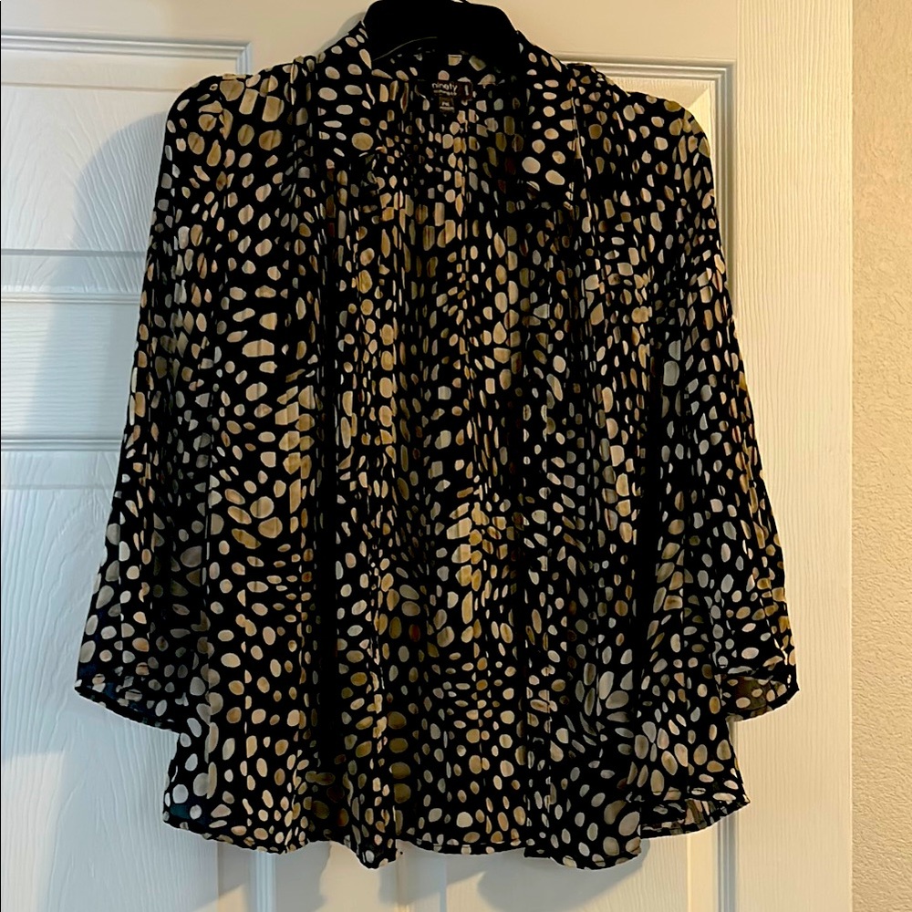 Chic Black and Cream Polka Dot Women's Top